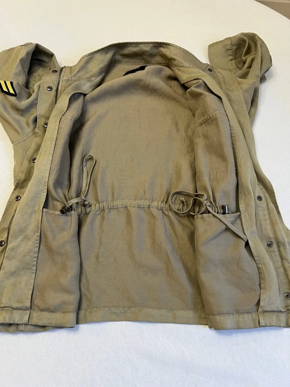 Rails Trey Light Sage Arrow Patch Military Zipper Jacket Tencel Linen Blend XS